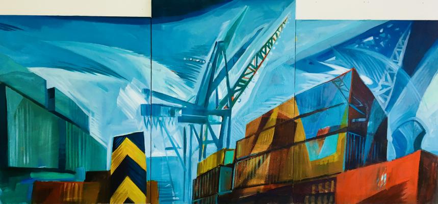 acrylic, industrial landscapes, inner harbour 