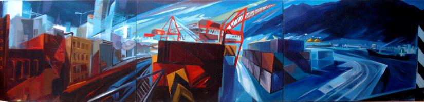Inner Harbour-Night (triptych)  | Inner Harbour-Night acrylic on canvas 